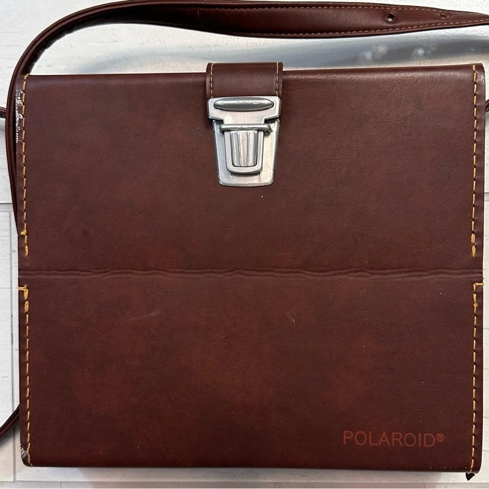 Polaroid Dark Brown Leather Messenger Bag